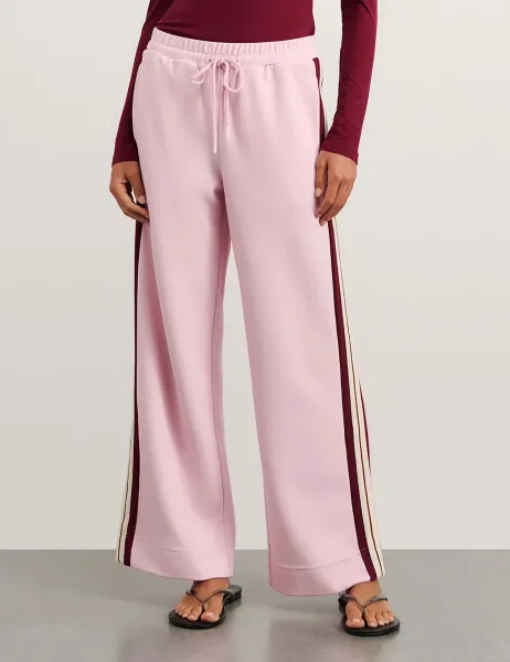 Jag Side Stripe Wide Leg Joggers Pink