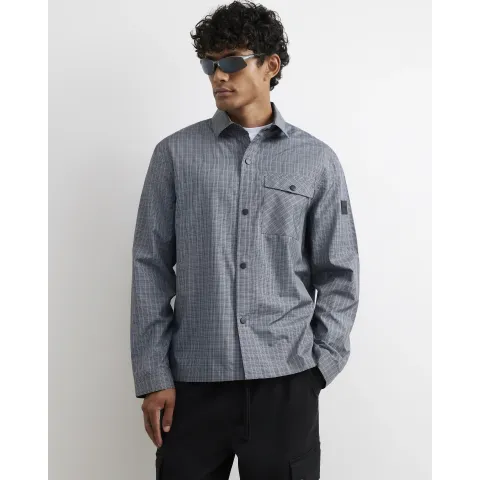 River Island Regular Fit Nylon Check Utility Shirt
