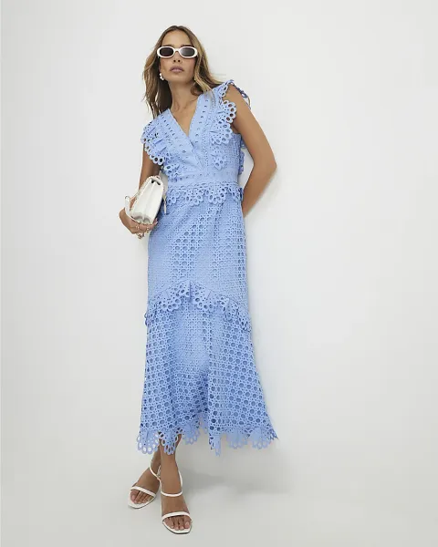River Island Broderie Midi Dress