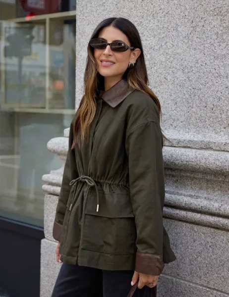 WAT THE BRAND Pure Cotton Lightweight Jacket Khaki