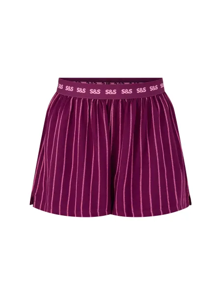 Stripe & Stare pyjama Shorts Black Cherry & Pink Stripe
