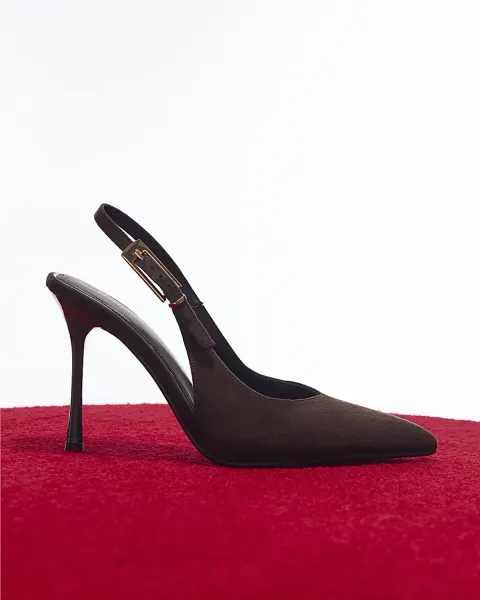 River Island Faux Suede Slingback Court Heels
