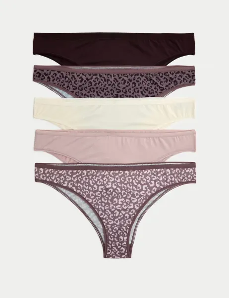 Marks & Spencer 5pk Microfibre Brazilian Knickers Brown Mix
