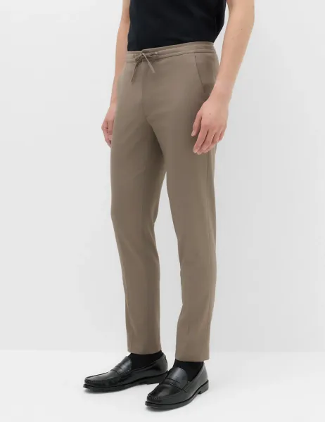 Marks & Spencer Tapered Fit Elasticated Trousers Mocha
