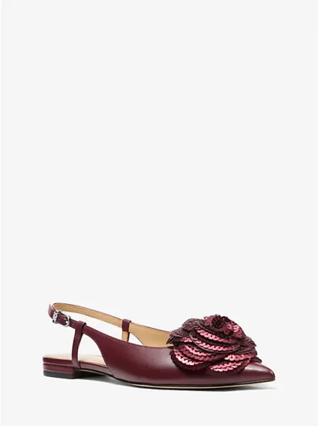 Elodie Embellished Leather Slingback Flat