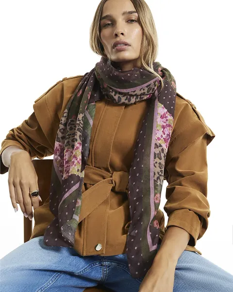 River Island Spliced Floral Large Scarf