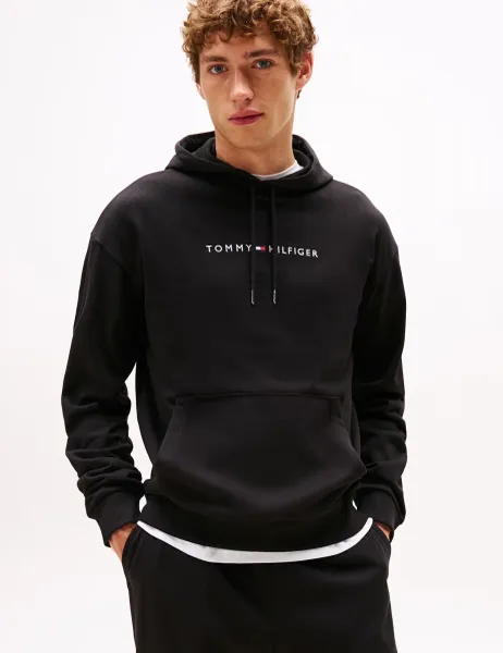 Tommy Hilfiger Cotton Blend Drawstring Loungewear Hoodie Black