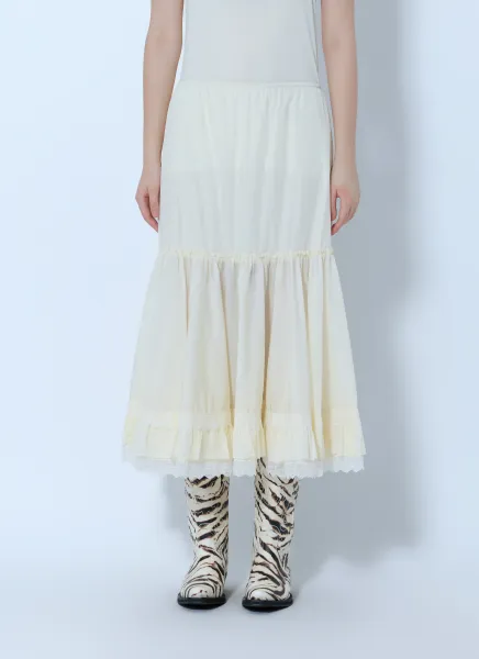 GANNI Lace Ruffle Midi Skirt