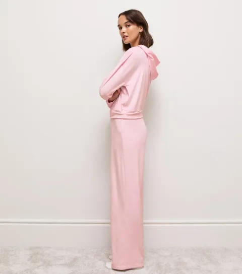 New Look Women's Light Pink Velour Wide Leg Trousers