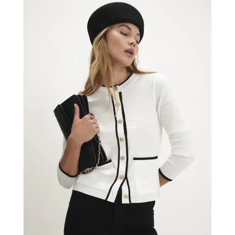 River Island Button Through Tipped Military Cardigan