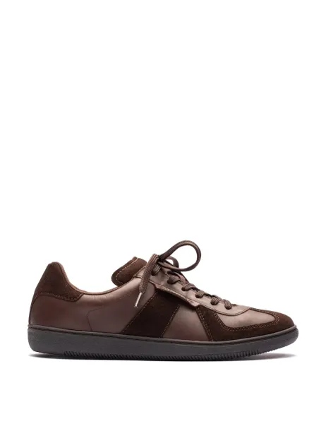 Leather Lace Up Trainers Brown