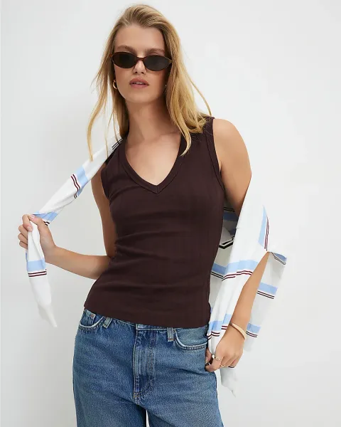 River Island Wide Ribbed V Neck Tank Top