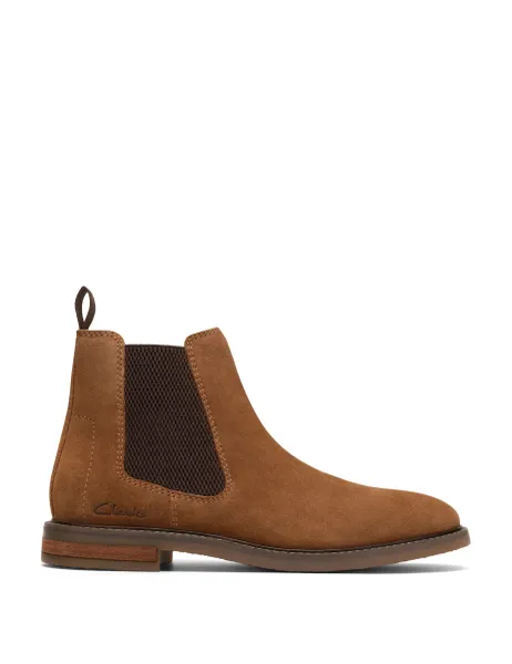 Clarks Jaxen Easy Suede Chelsea Ankle Boots Tan