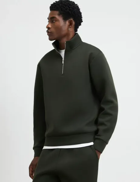 River Island Pure Cotton Funnel Neck Long Sleeve Sweatshirt Khaki