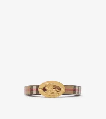 Thin Reversible Check Oval Belt in Archive beige/tobacco brown - Women, Cotton, Technical