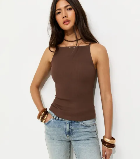 Women's Dark Brown Thin Strap Vest