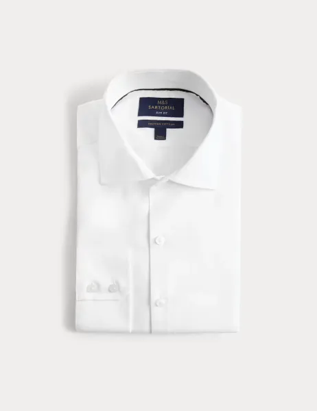 M&S SARTORIAL Slim Fit Luxury Egyptian Cotton Shirt White