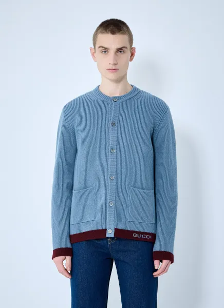 Wool Cardigan With Intarsia