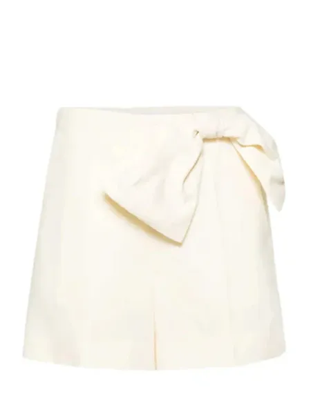 Bow Detail Linen Shorts Coconut Milk