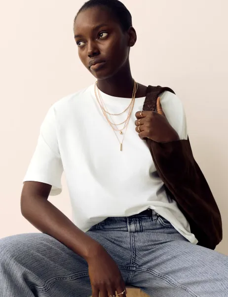 Per Una Pure Cotton Short Sleeve Boxy T-Shirt Soft White