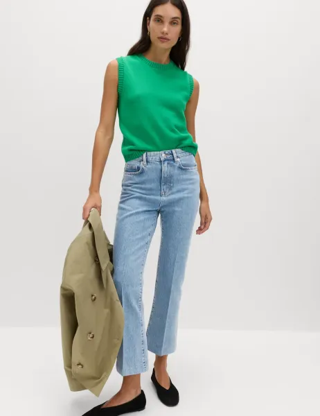 Marks & Spencer High Waisted Kickflare Cropped Jeans Medium Indigo