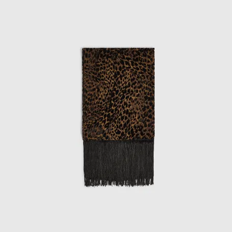 River Island Velvet Leopard Print Tassel Scarf