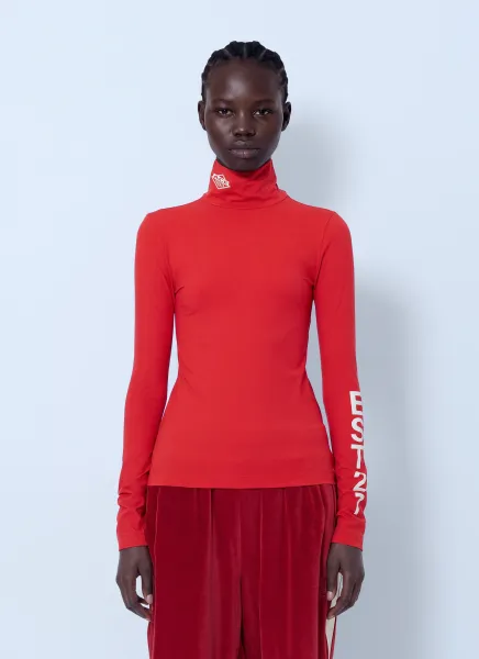 Runway High Neck Printed Stretch T-shirt