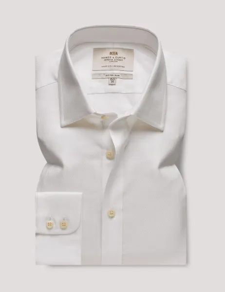 Hawes & Curtis Slim Fit Pure Cotton Herringbone Dress Shirt White