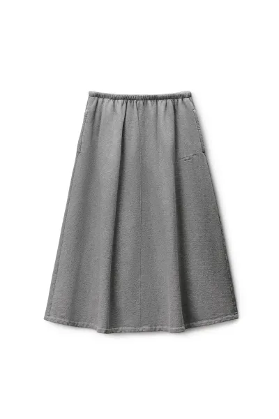 Low-Rise Midi Circle Skirt in Cotton Terry