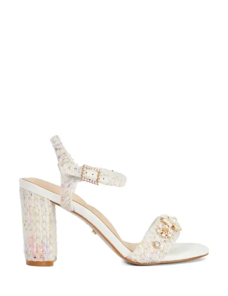 Dune London Flower Embellished Strappy Block Heel Sandals Multi