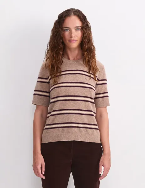 Sportscraft Wool Rich Embellished Knitted Top Brown