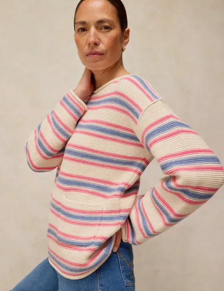 White Stuff Pure Cotton Striped Jumper White Mix