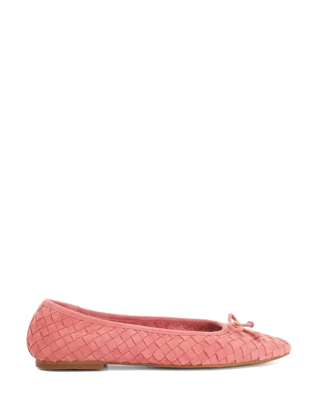 Dune London Leather Woven Slip On Flat Ballet Pumps Red
