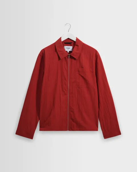 Lytton - Red Crinkle Nylon Overshirt