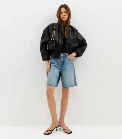 Women's Light Blue Denim Cut Off Bermuda Shorts