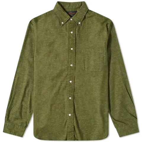 Button Down Solid Flannel Shirt