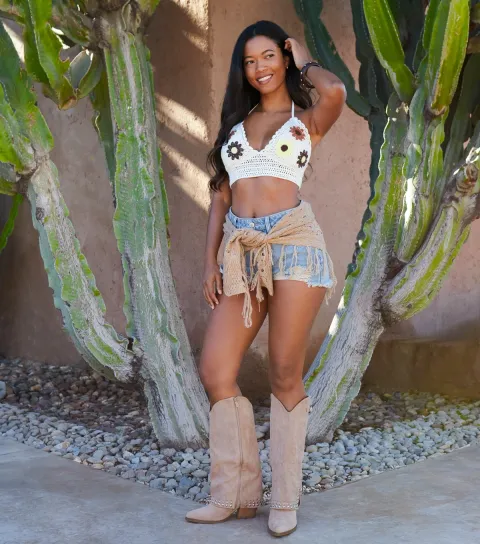 Women's Light Blue Distressed Denim Shorts