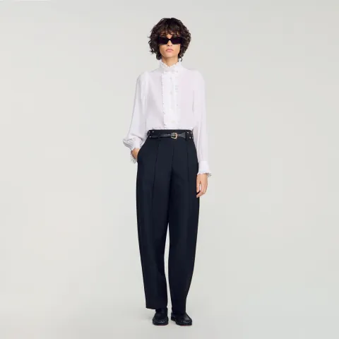 SANDRO Silk shirt with gathered collar