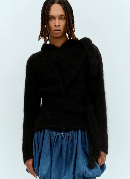 Mohair Tied Hooded Sweater
