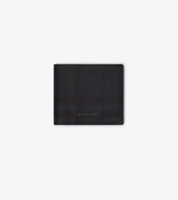 City Check Bifold Coin Wallet in Navy - Men, Cotton, Technical