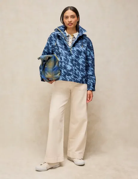 White Stuff Beth Waterproof Printed Padded Short Coat Navy Mix