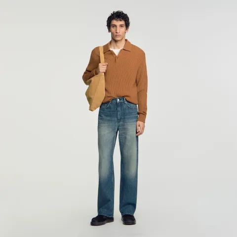 Baggy faded cotton jeans