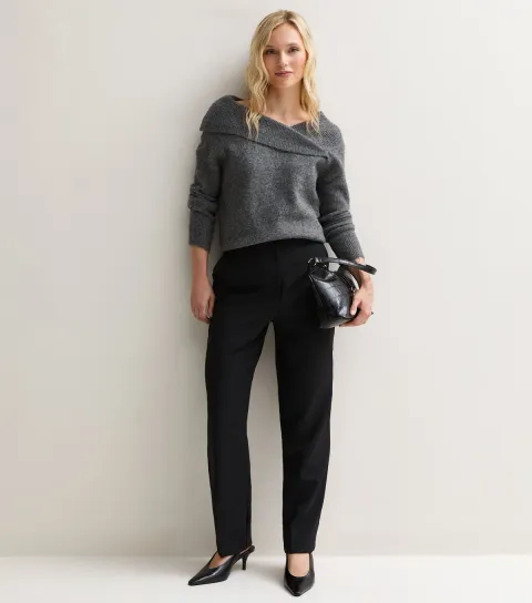 New Look Women's Black Mid Rise Tailored Trousers