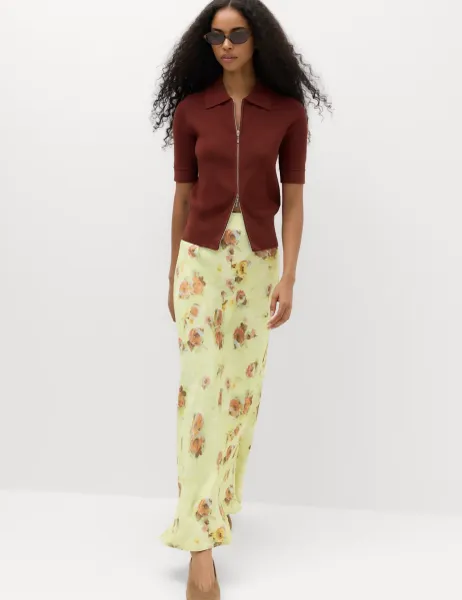 Marks & Spencer Floral Maxi A-Line Skirt Green Mix