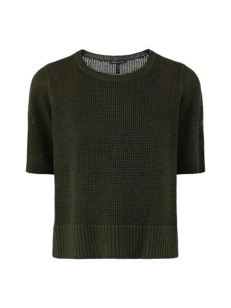 Organic Linen & Cotton Short-Sleeved Sweater - Seaweed