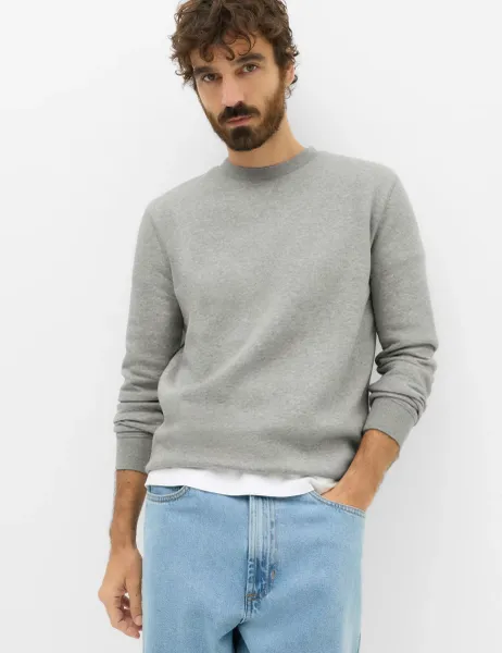 Marks & Spencer Cotton Rich Brushback Sweatshirt Grey Marl