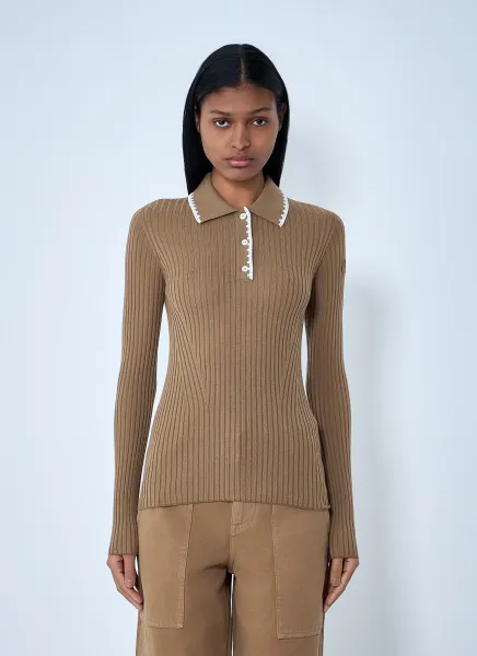Ribbed Knit Collared Top