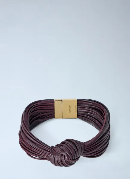 Interwoven Leather Bracelet with Gold-Tone Clasp