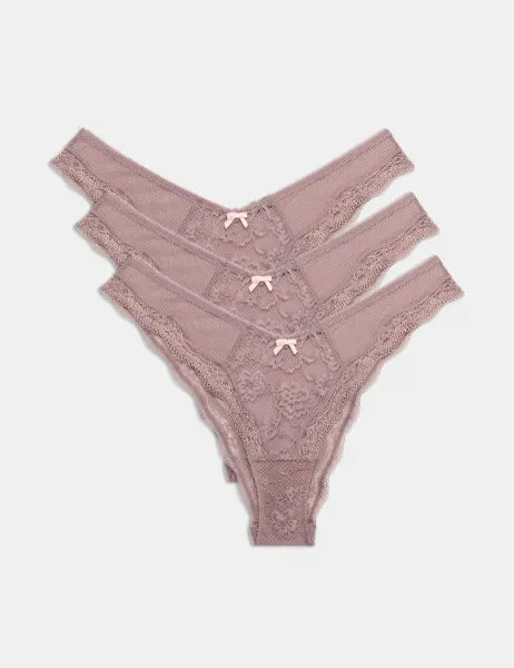 Marks & Spencer 3pk Jasmine Lace Miami Knickers Praline