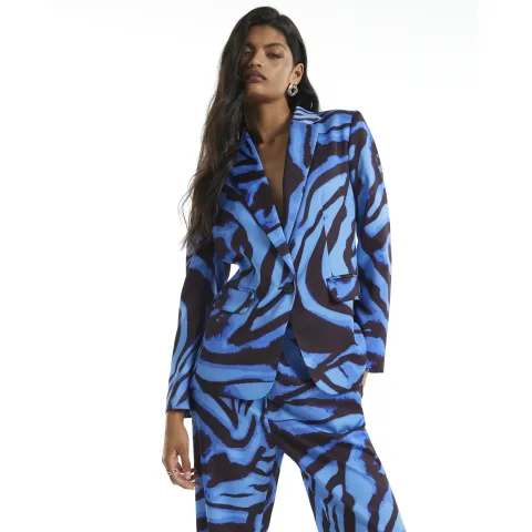 River Island Zebra Print Satin Blazer